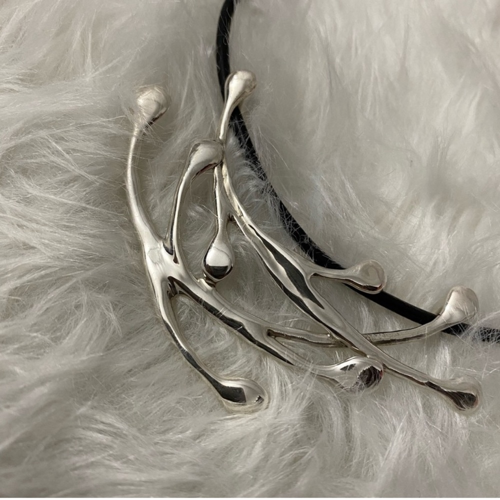 Hagit Gorali modernist splash sterling silver necklace choker jewelry - Picture 3 of 7